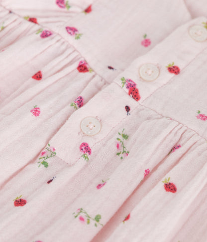 Barboteuse bébé en gaze de coton, imprimée fleurs – Z1