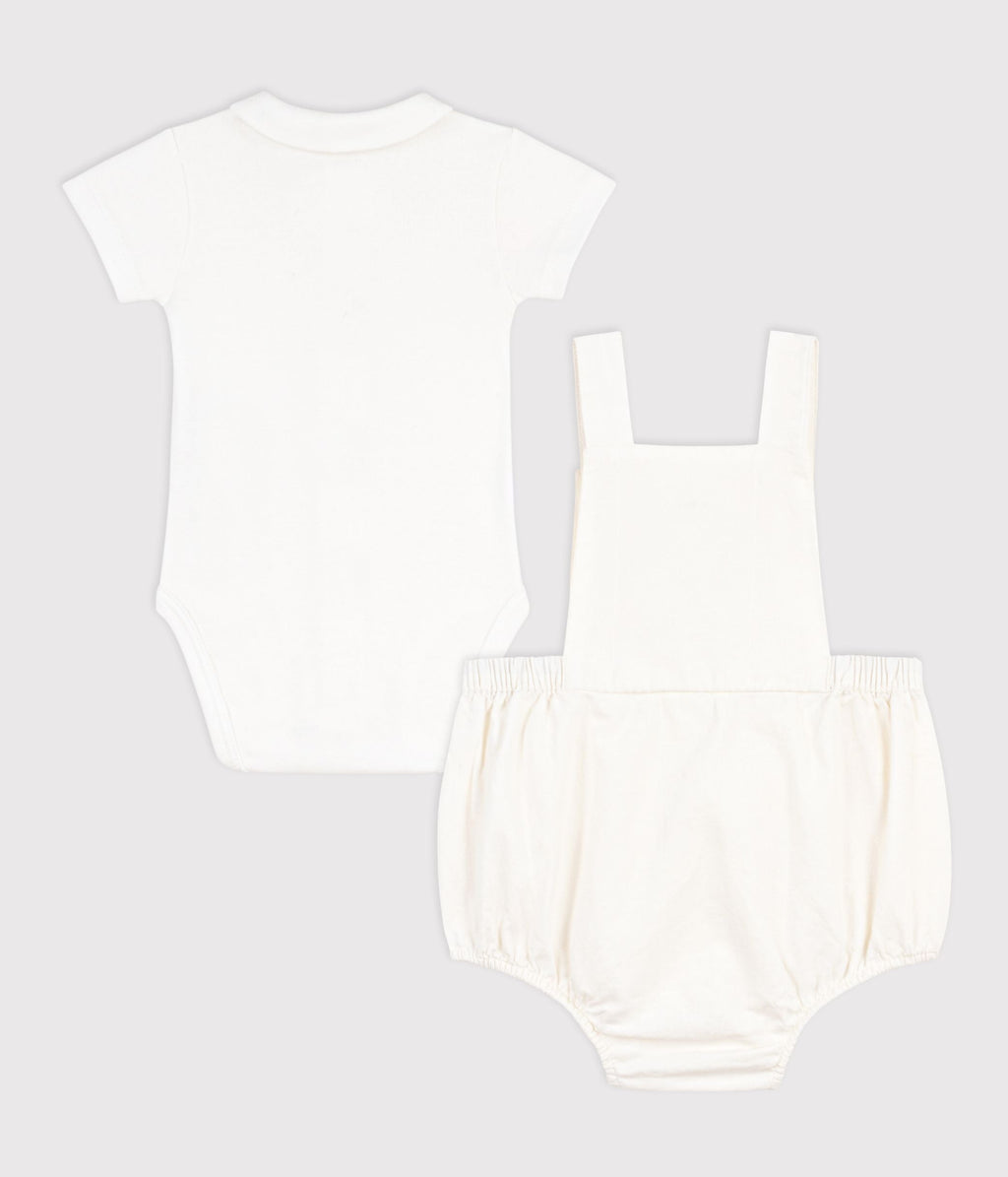Ensemble 2 pièces bébé en coton/lin avec  détail brodé – D1