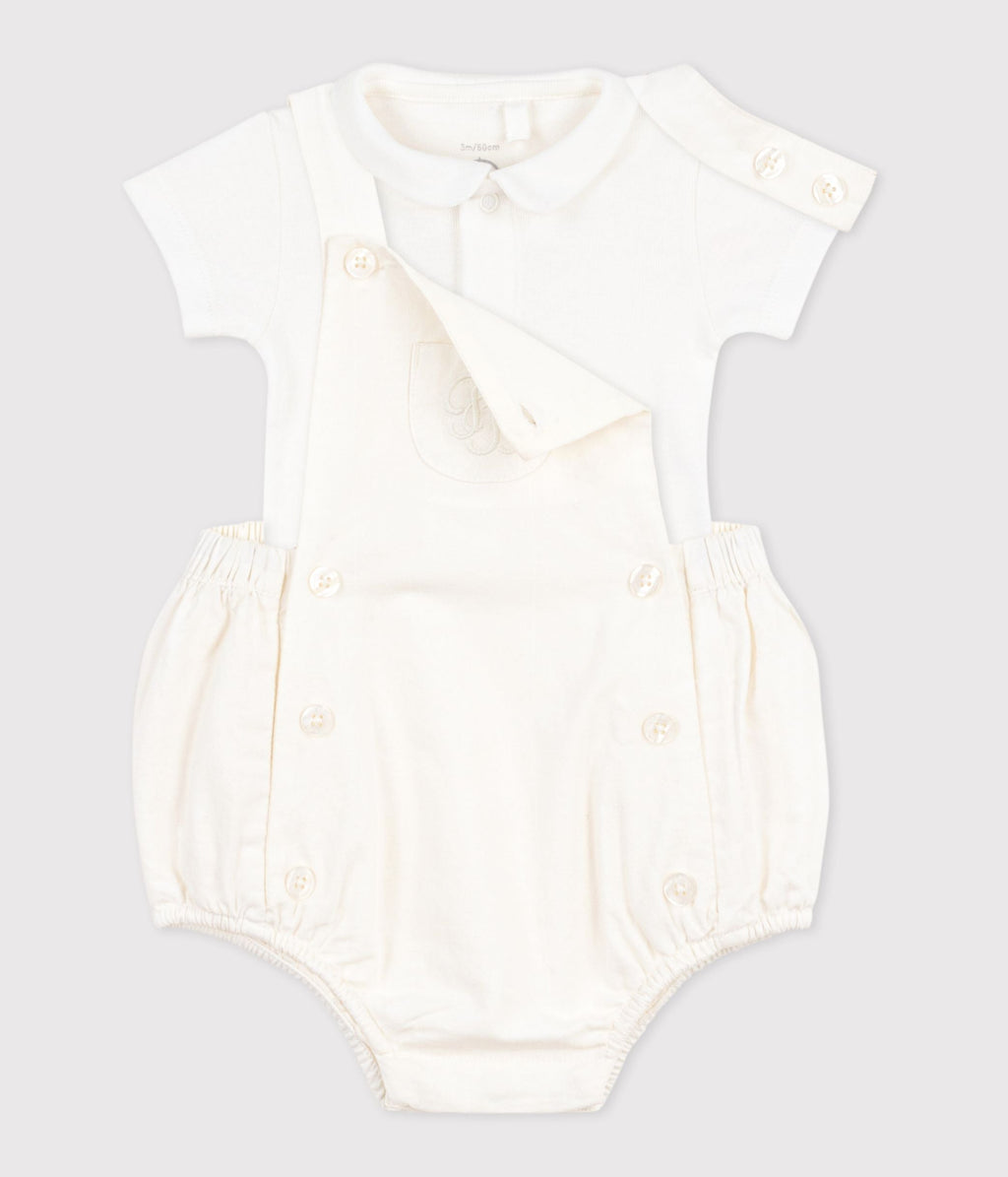 Ensemble 2 pièces bébé en coton/lin avec  détail brodé – F2