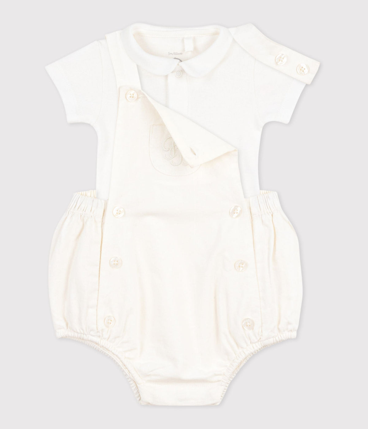 Ensemble 2 pièces bébé en coton/lin avec  détail brodé – F2