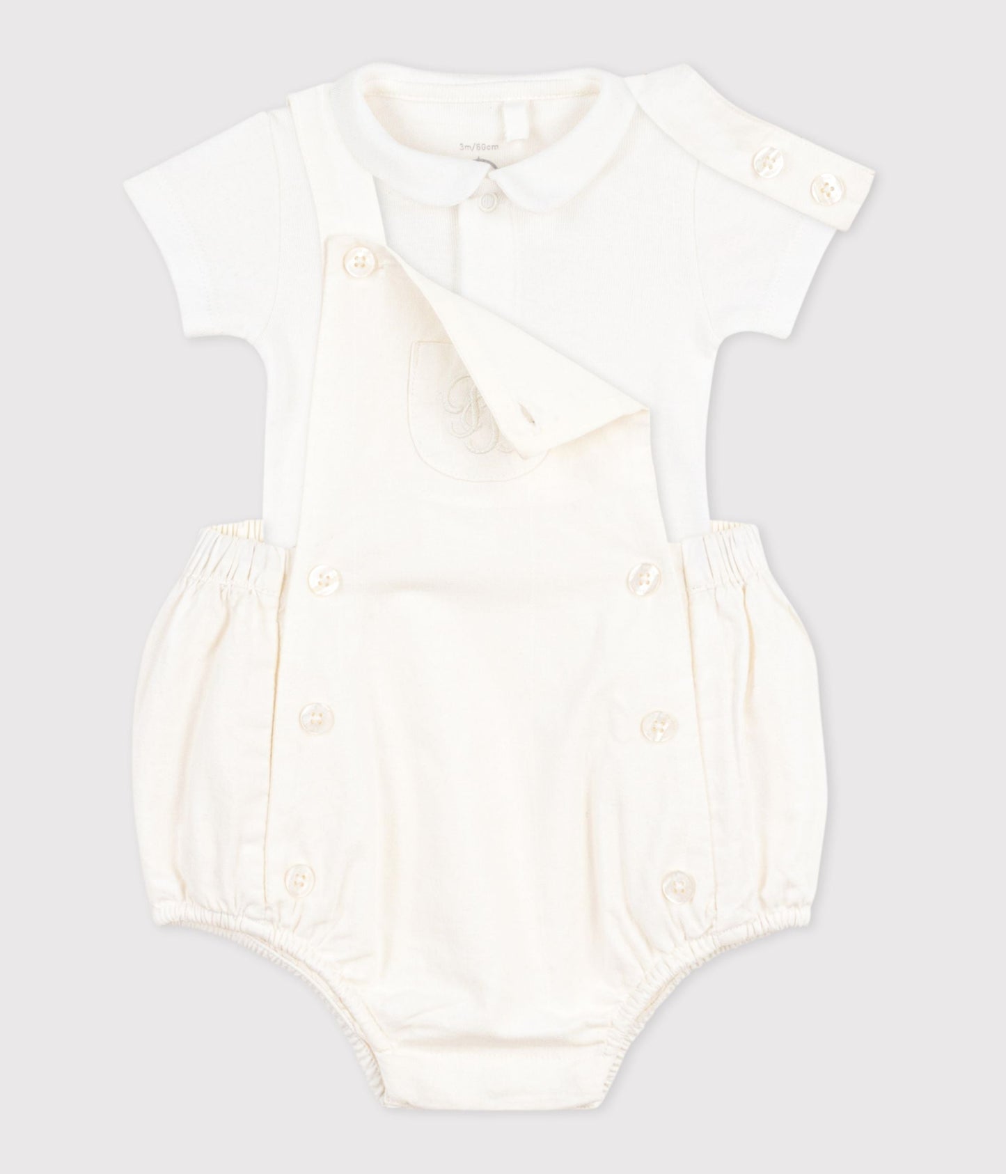 Ensemble 2 pièces bébé en coton/lin avec  détail brodé – F2