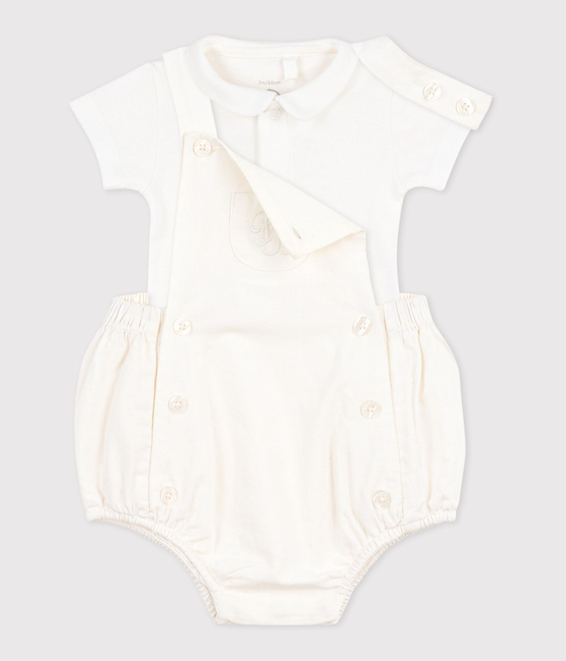 Ensemble 2 pièces bébé en coton/lin avec  détail brodé – F2