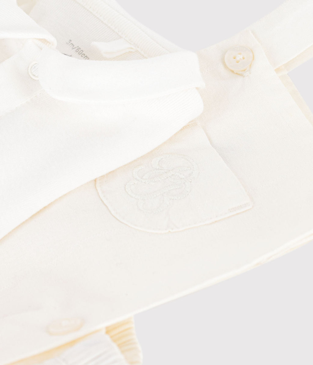 Ensemble 2 pièces bébé en coton/lin avec  détail brodé – Z1