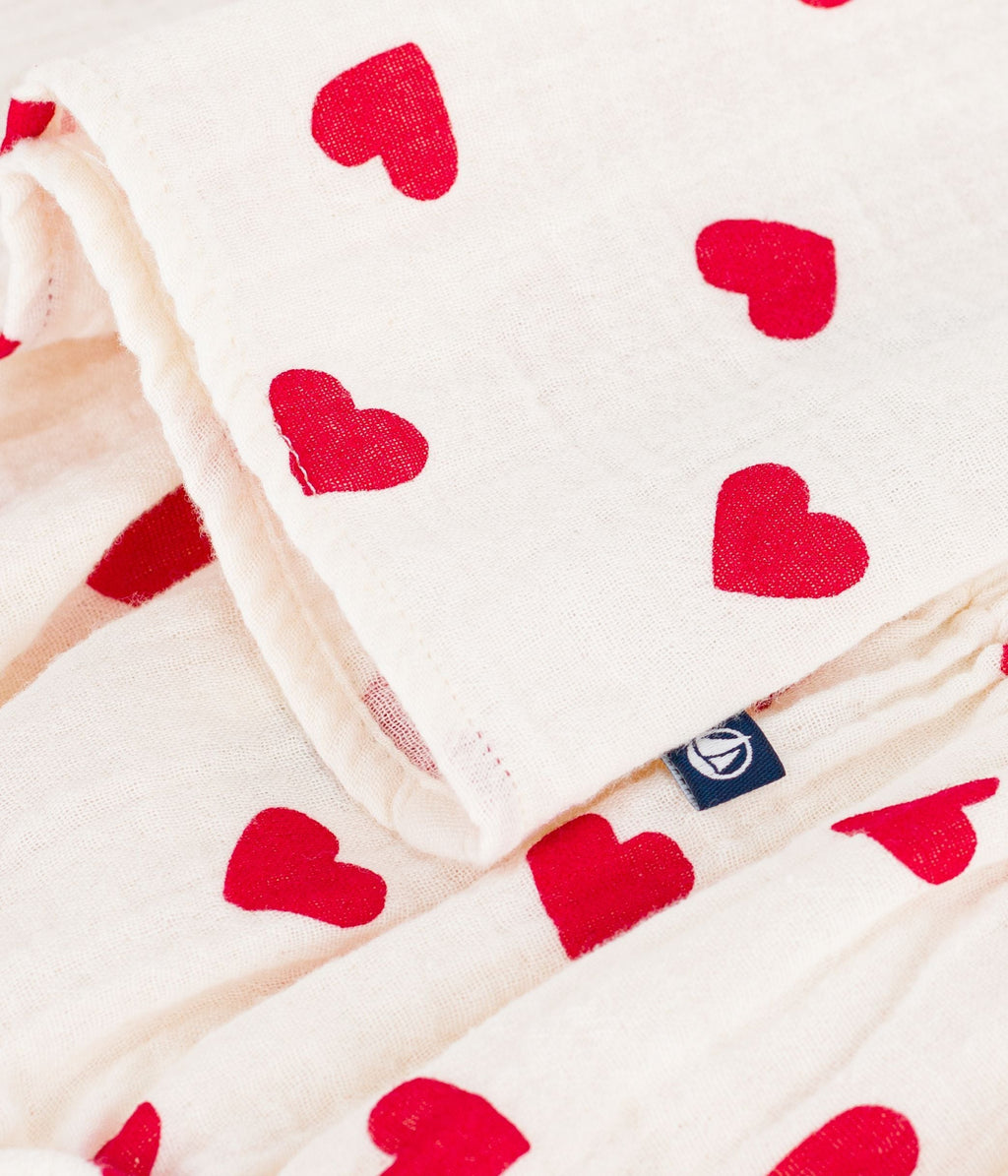 Robe bébé en coton avec son bloomer, imprimés cœurs – Z1