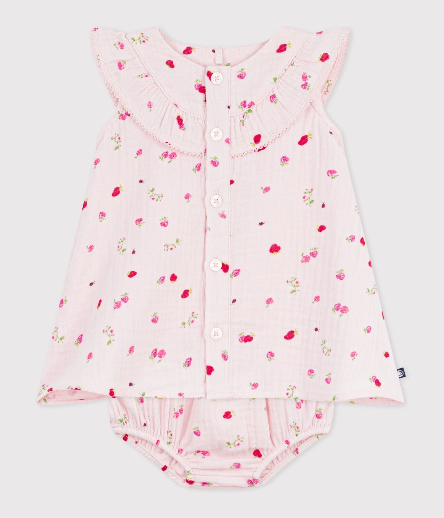 Robe bébé en coton avec son bloomer, imprimés fleurs – F2