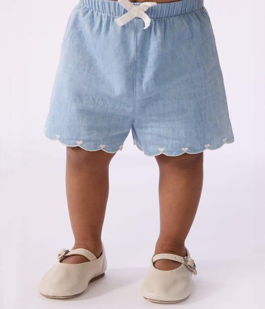 Short bébé en chambray brodé – J1