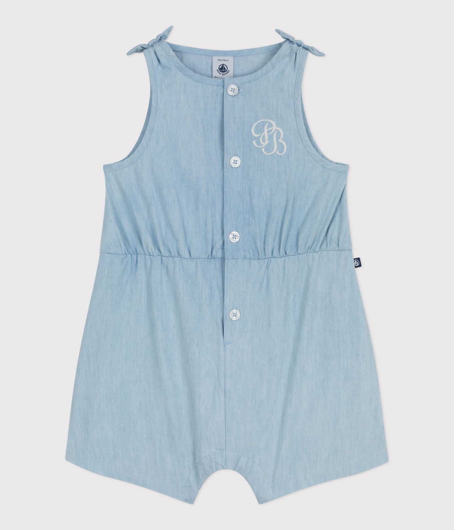 Combinaison courte bébé en chambray – F1