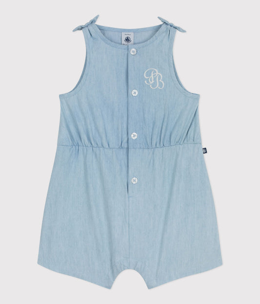 Combinaison courte bébé en chambray – F1