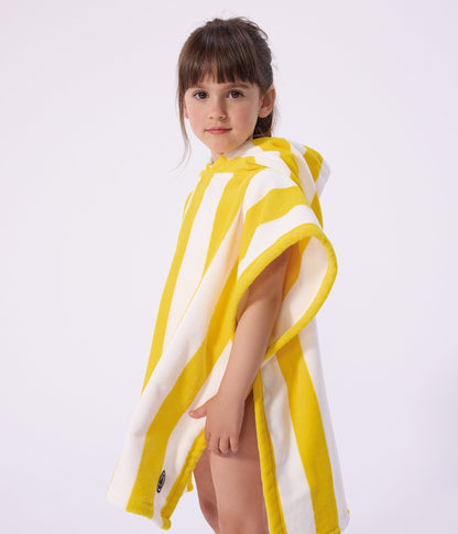 Poncho de bain enfant en coton éponge à rayures – J3