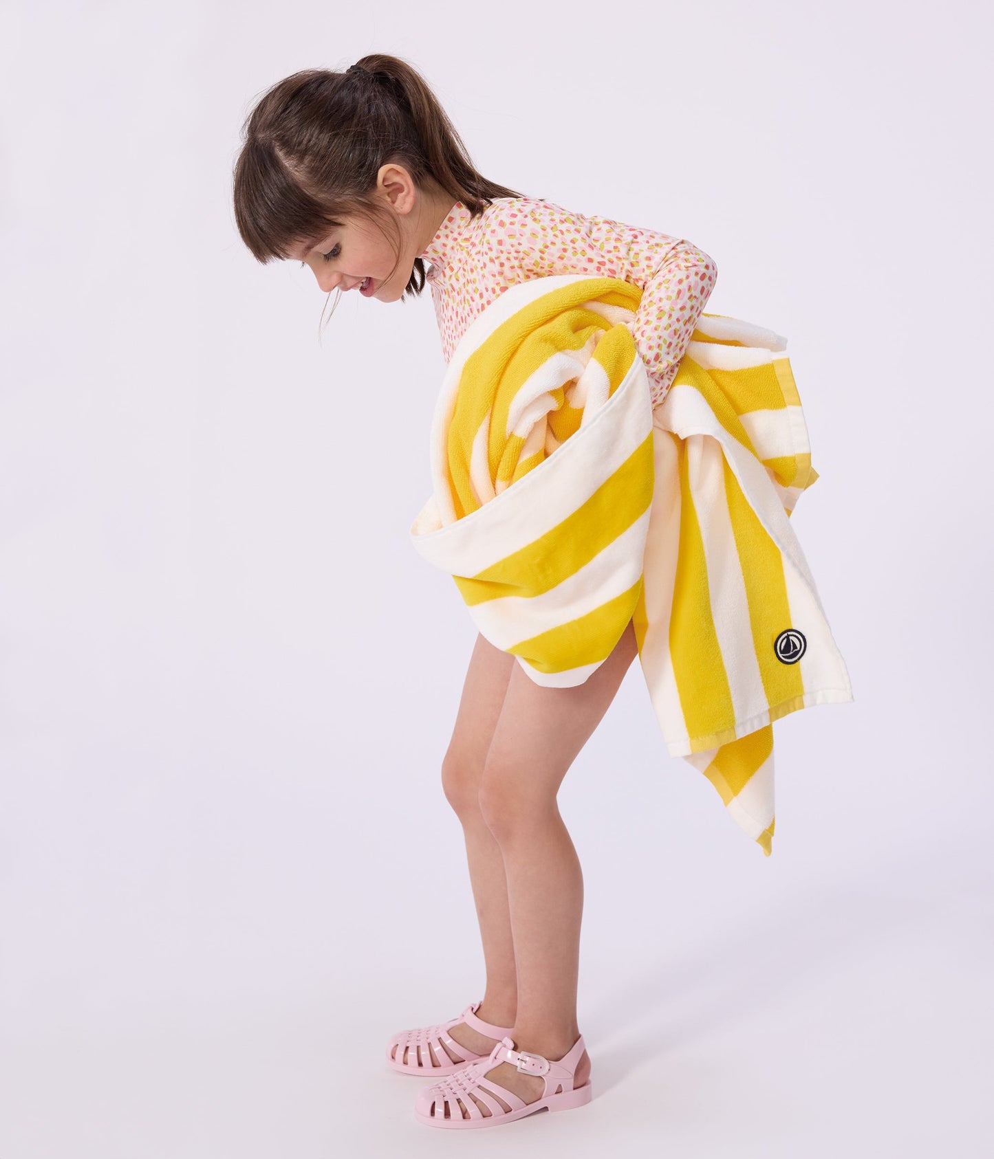 Serviette de plage en coton éponge à rayures – J2