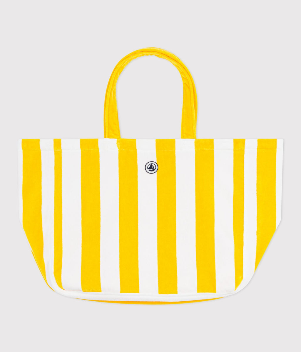 Sac de plage femme en coton éponge à rayures – F1