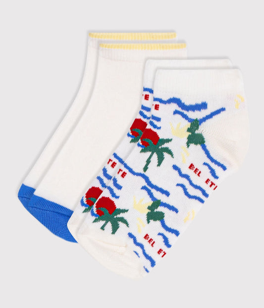 2 paires de chaussettes enfant en coton imprimé palmier – F1