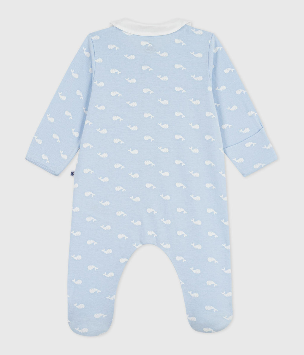 Pyjama bébé en coton à col imprimé baleine – D1