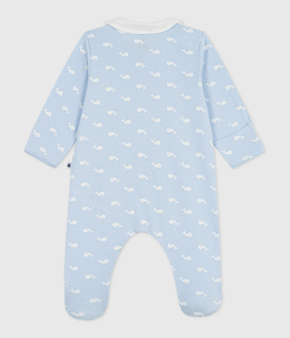 Pyjama bébé en coton à col imprimé baleine – D1