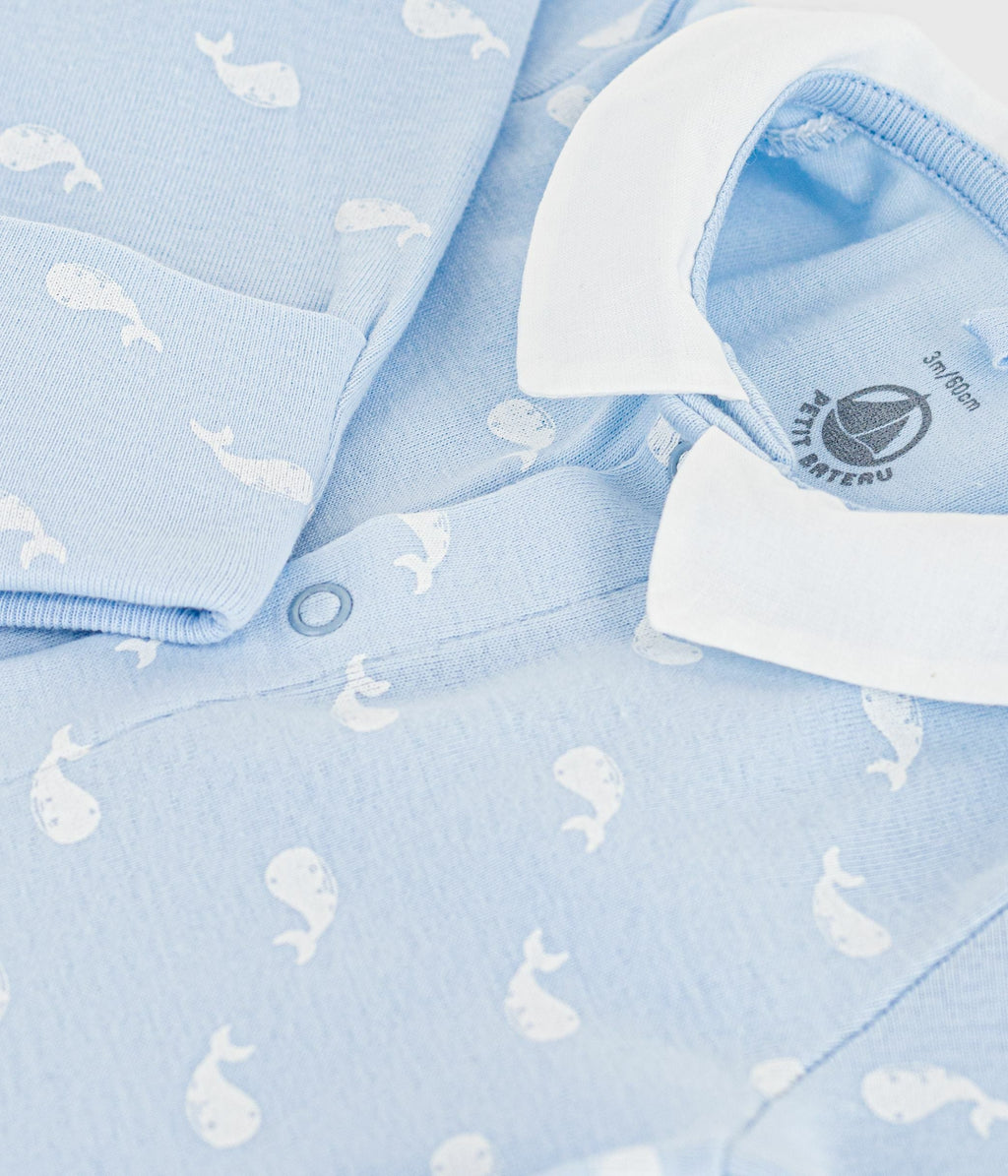 Pyjama bébé en coton à col imprimé baleine – Z1