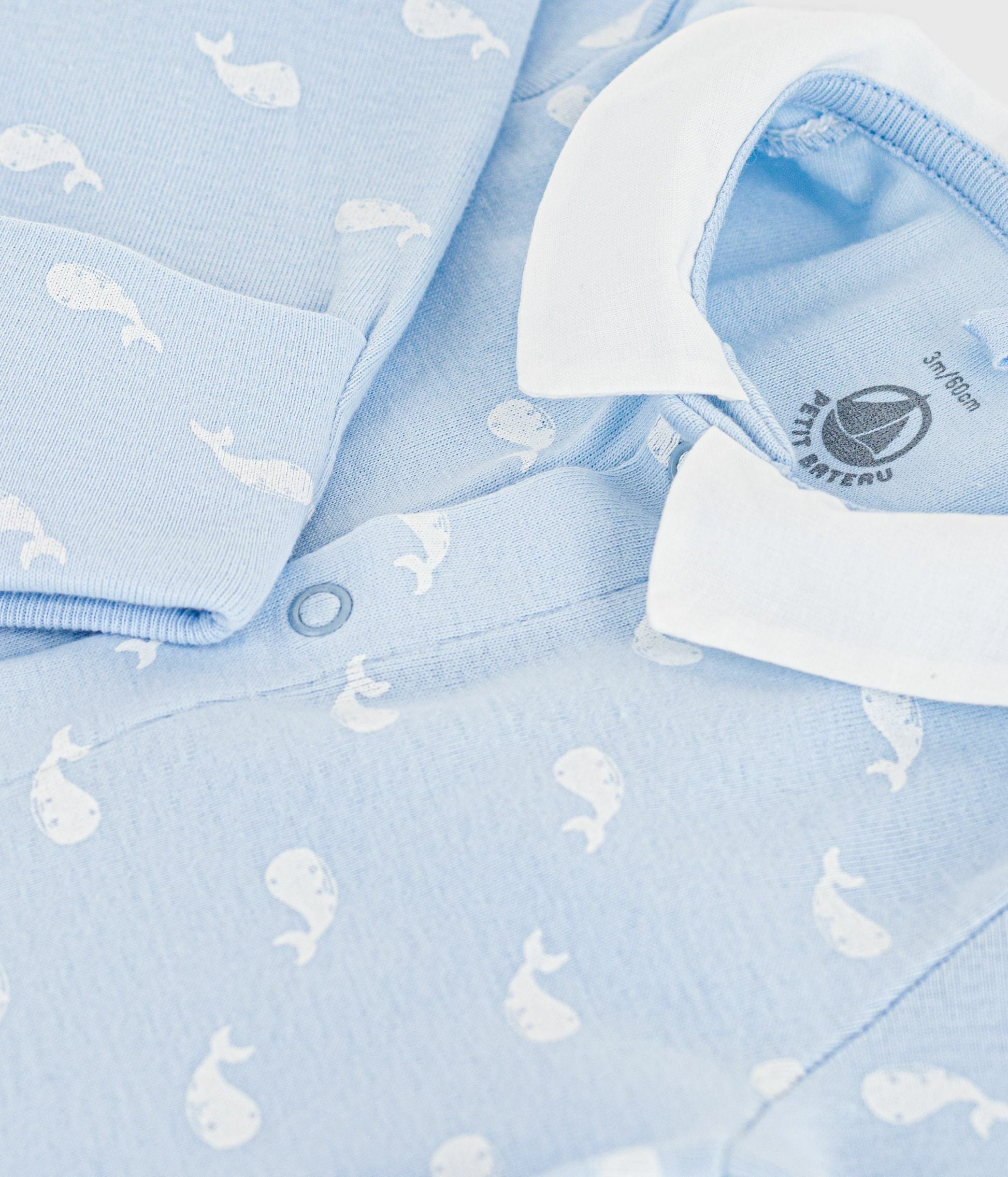 Pyjama bébé en coton à col imprimé baleine – Z1
