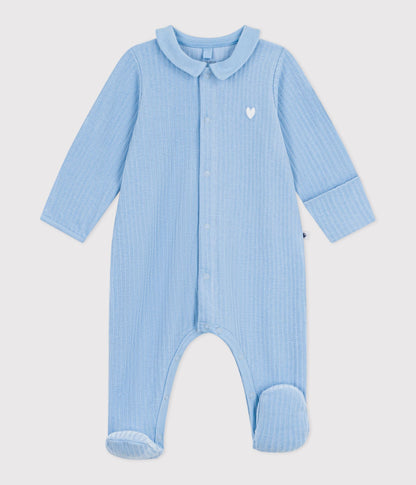 Pyjama bébé en velours à col uni – F1