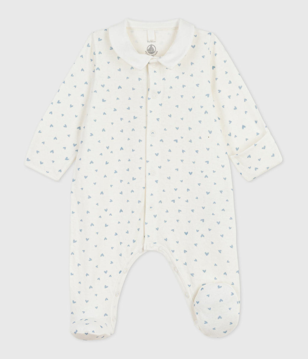 Pyjama bébé en velours à col imprimé cœurs – F1