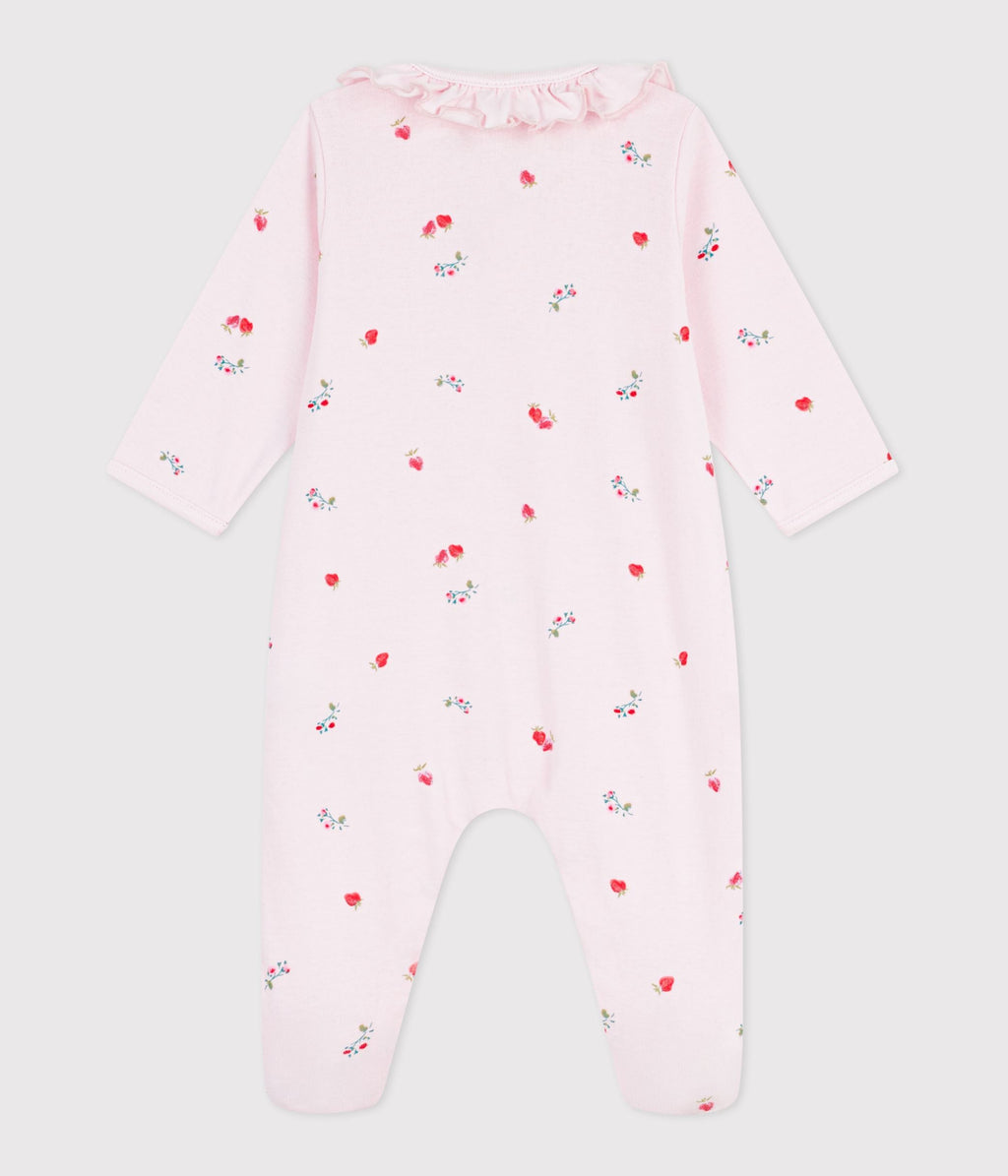 Pyjama bébé en coton à col fleuri – D1