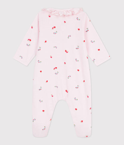 Pyjama bébé en coton à col fleuri – D1