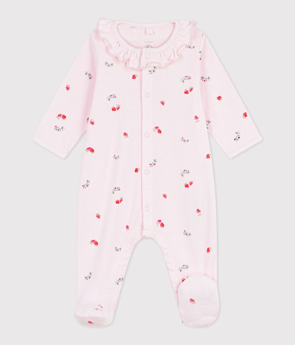 Pyjama bébé en coton à col fleuri – F1