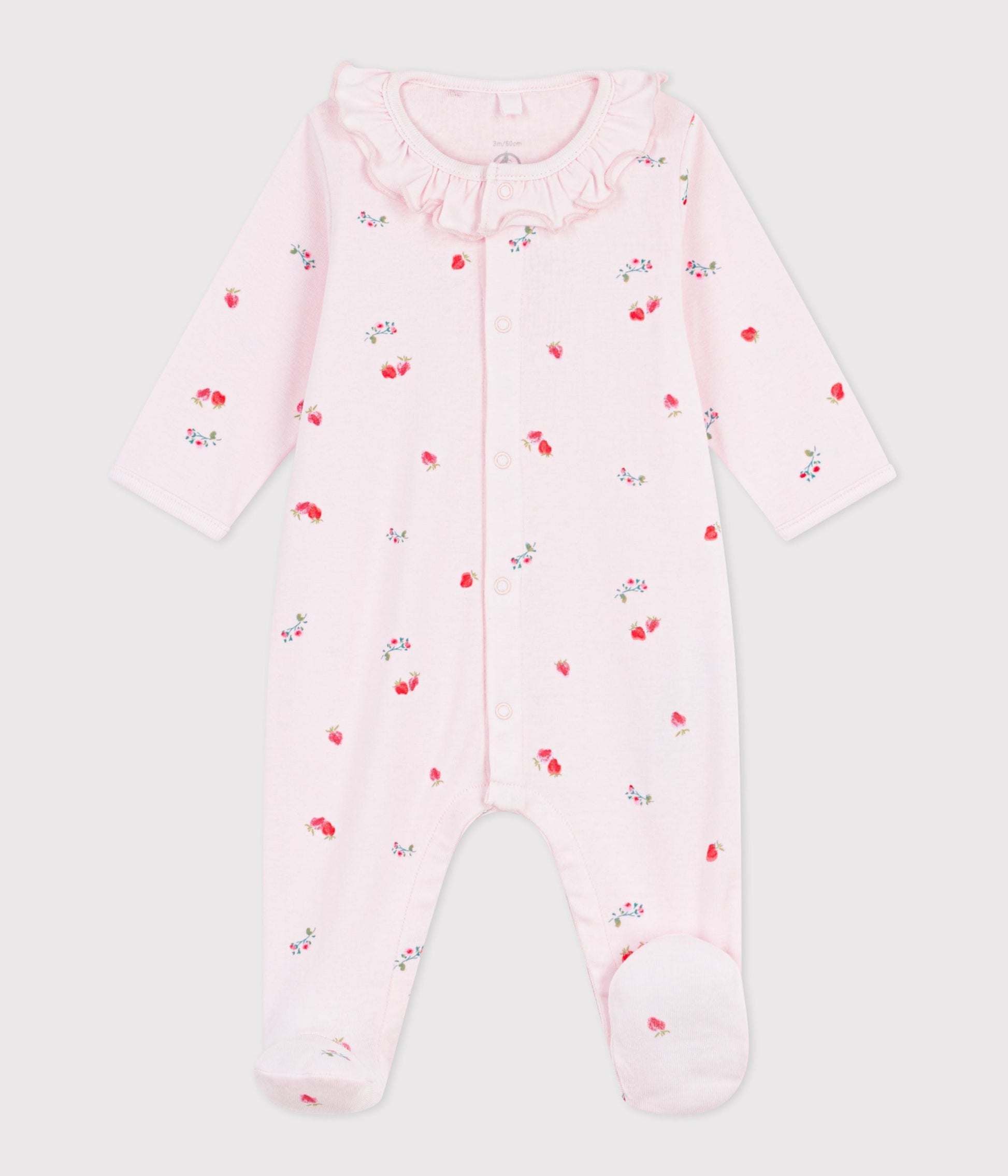 Pyjama bébé en coton à col fleuri – F1