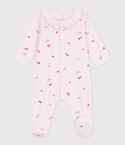 Pyjama bébé en coton à col fleuri – F1