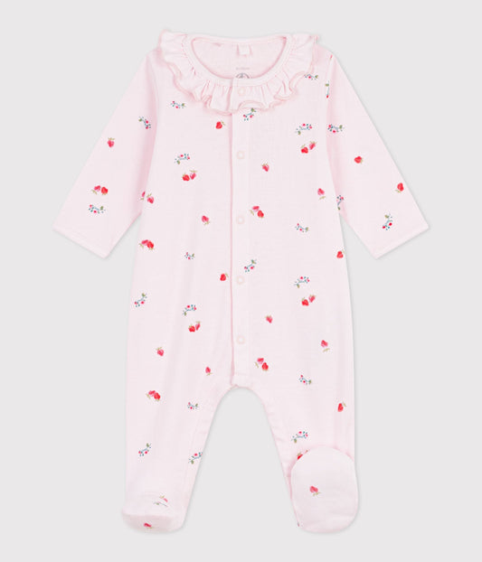 Pyjama bébé en coton à col fleuri – F1