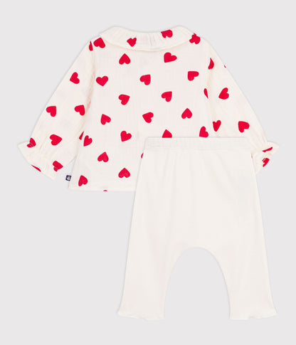 Ensemble 2 pièces long bébé en coton, blouse imprimée et legging – D1