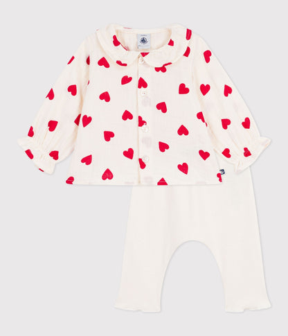 Ensemble 2 pièces long bébé en coton, blouse imprimée et legging – F1