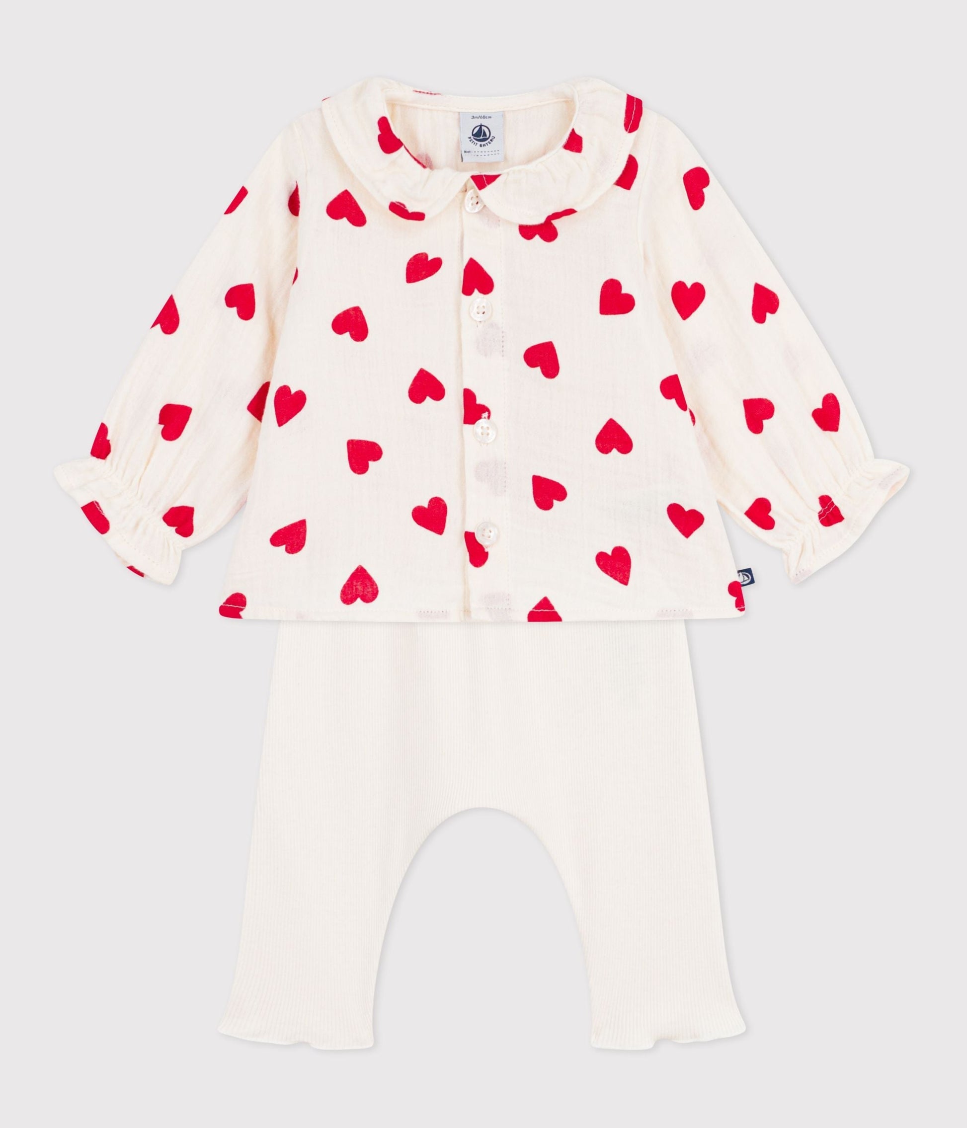 Ensemble 2 pièces long bébé en coton, blouse imprimée et legging – F2