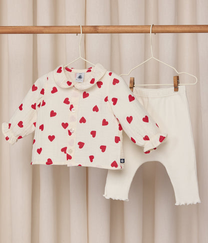 Ensemble 2 pièces long bébé en coton, blouse imprimée et legging – J1