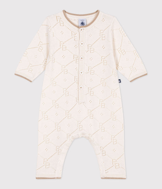 Combinaison longue bébé en tricot de coton ajouré – F1