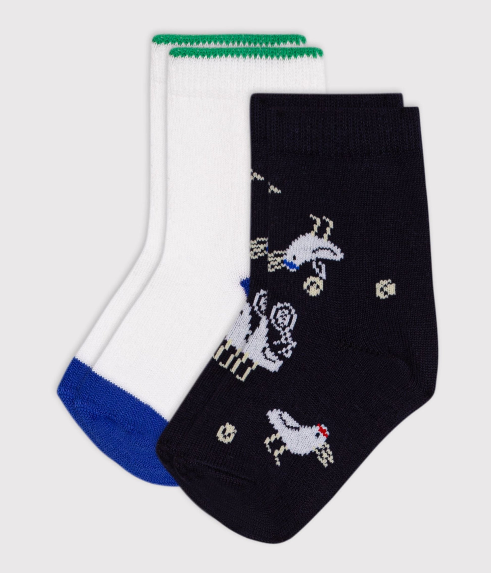2 paires de chaussettes bébé en coton mouettes et rayures – F1