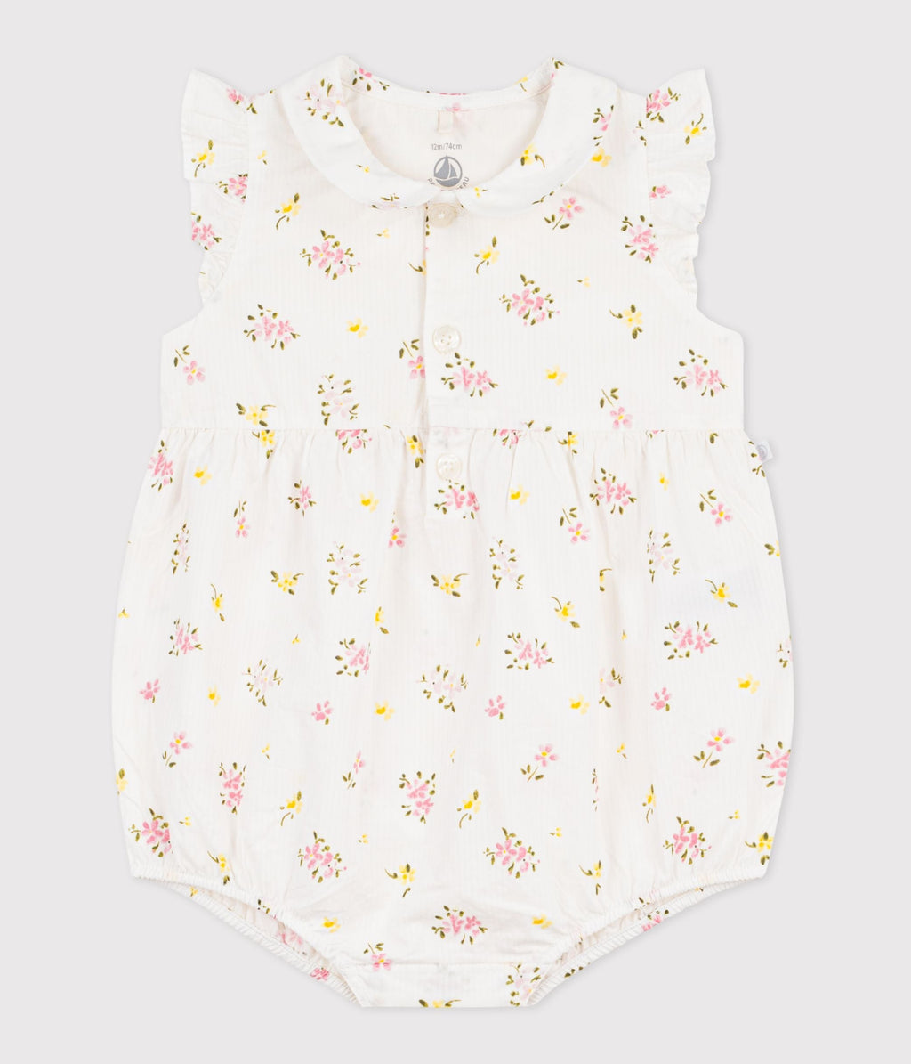 Barboteuse bébé en coton, imprimée fleurs – F1
