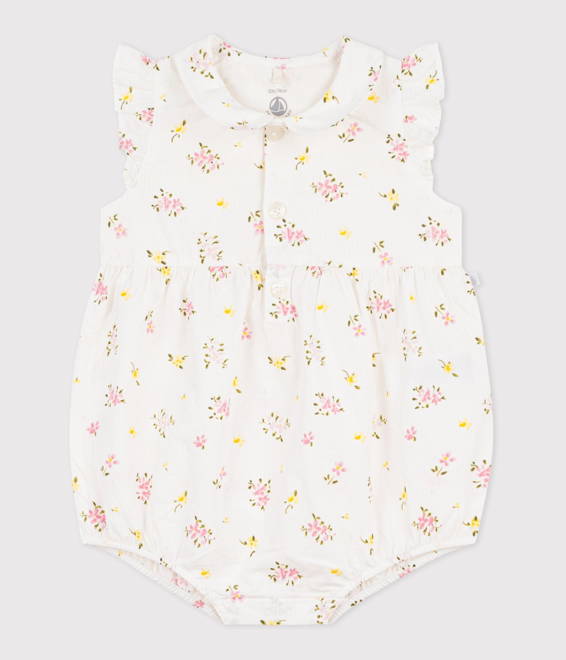 Barboteuse bébé en coton, imprimée fleurs – F1