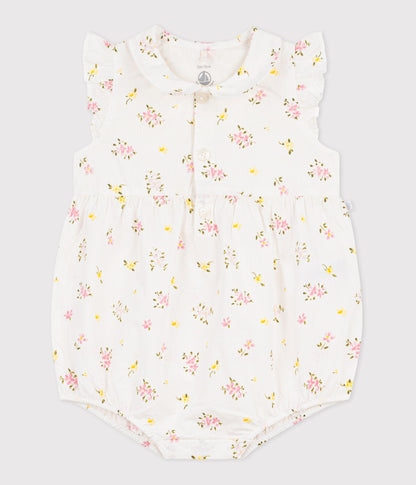 Barboteuse bébé en coton, imprimée fleurs – F1