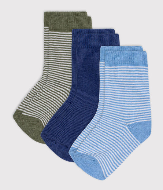 3 paires de chaussettes bébé en coton milleraies – F1