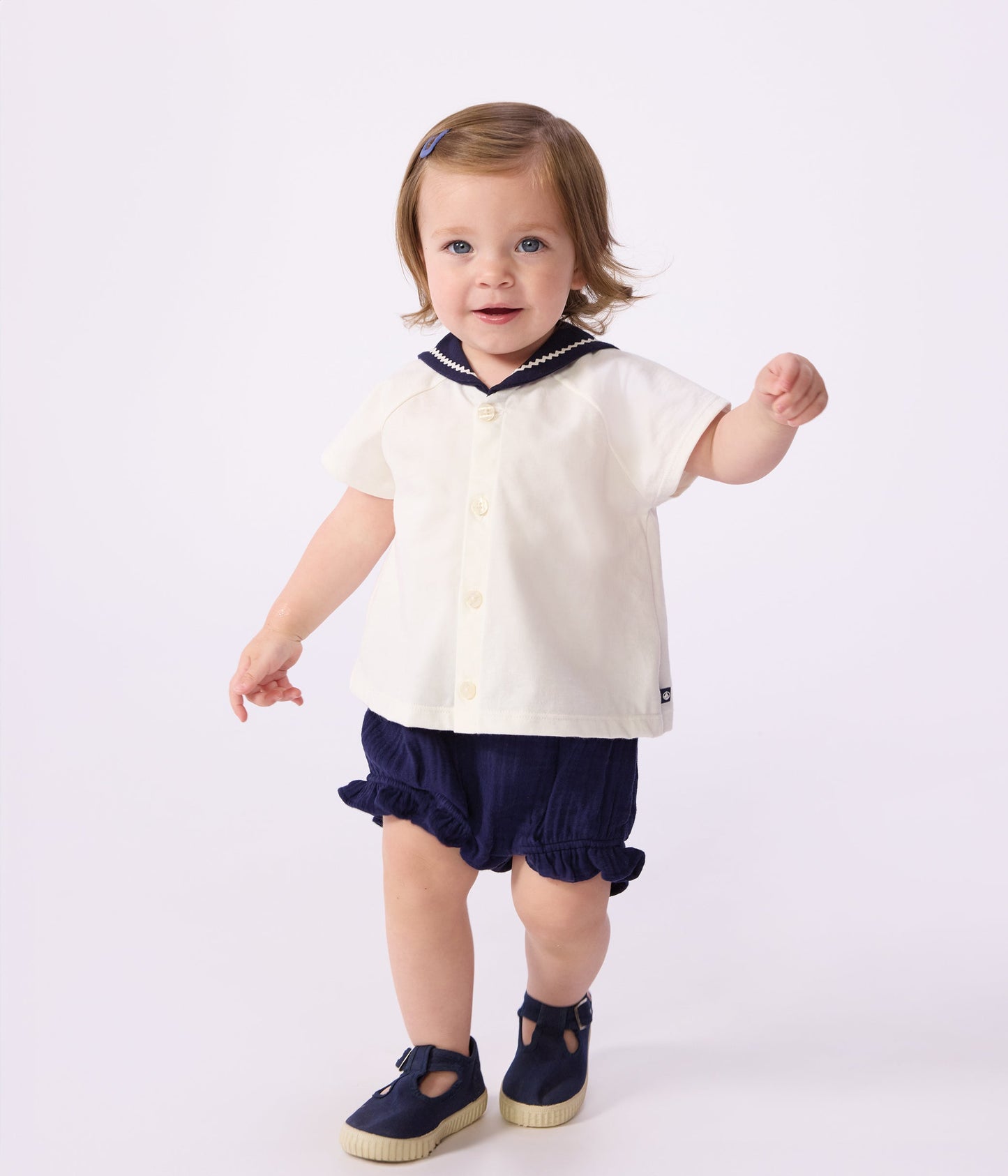 Ensemble bébé 2 pièces en coton, tee-shirt à col marin – J1