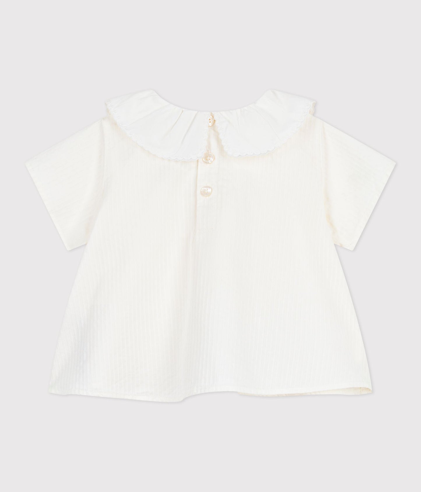 Blouse bébé en popeline de coton manches courtes, unie – D1