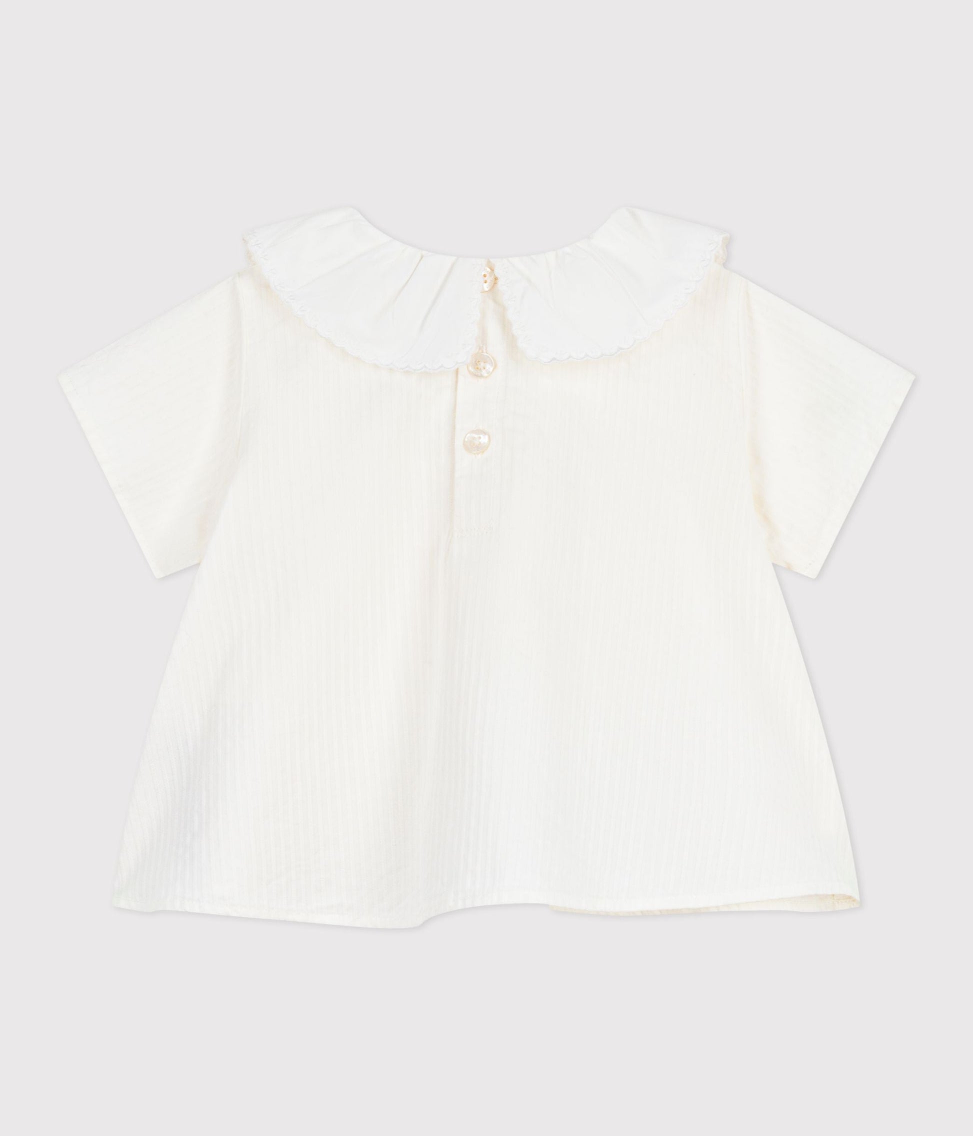 Blouse bébé en popeline de coton manches courtes, unie – D1