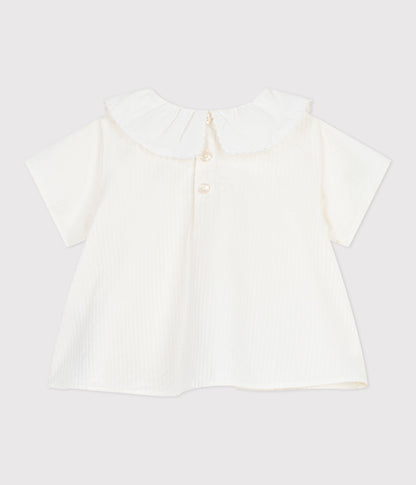 Blouse bébé en popeline de coton manches courtes, unie – D1