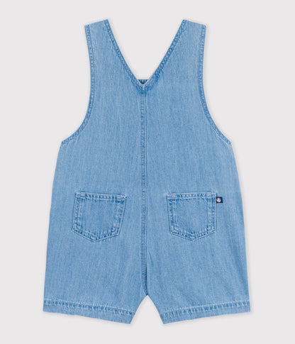 Salopette courte bébé en denim léger – D1
