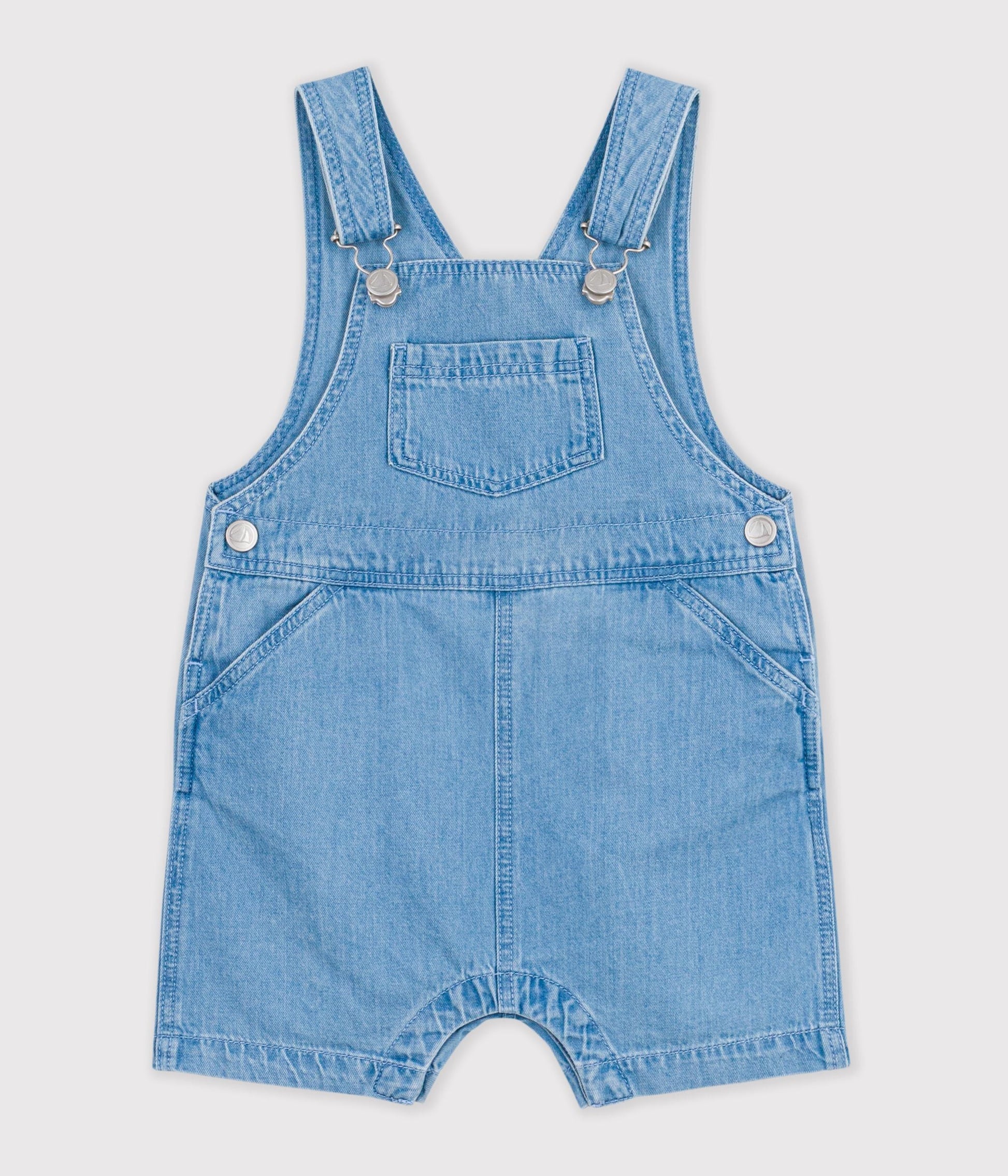Salopette courte bébé en denim léger – F1