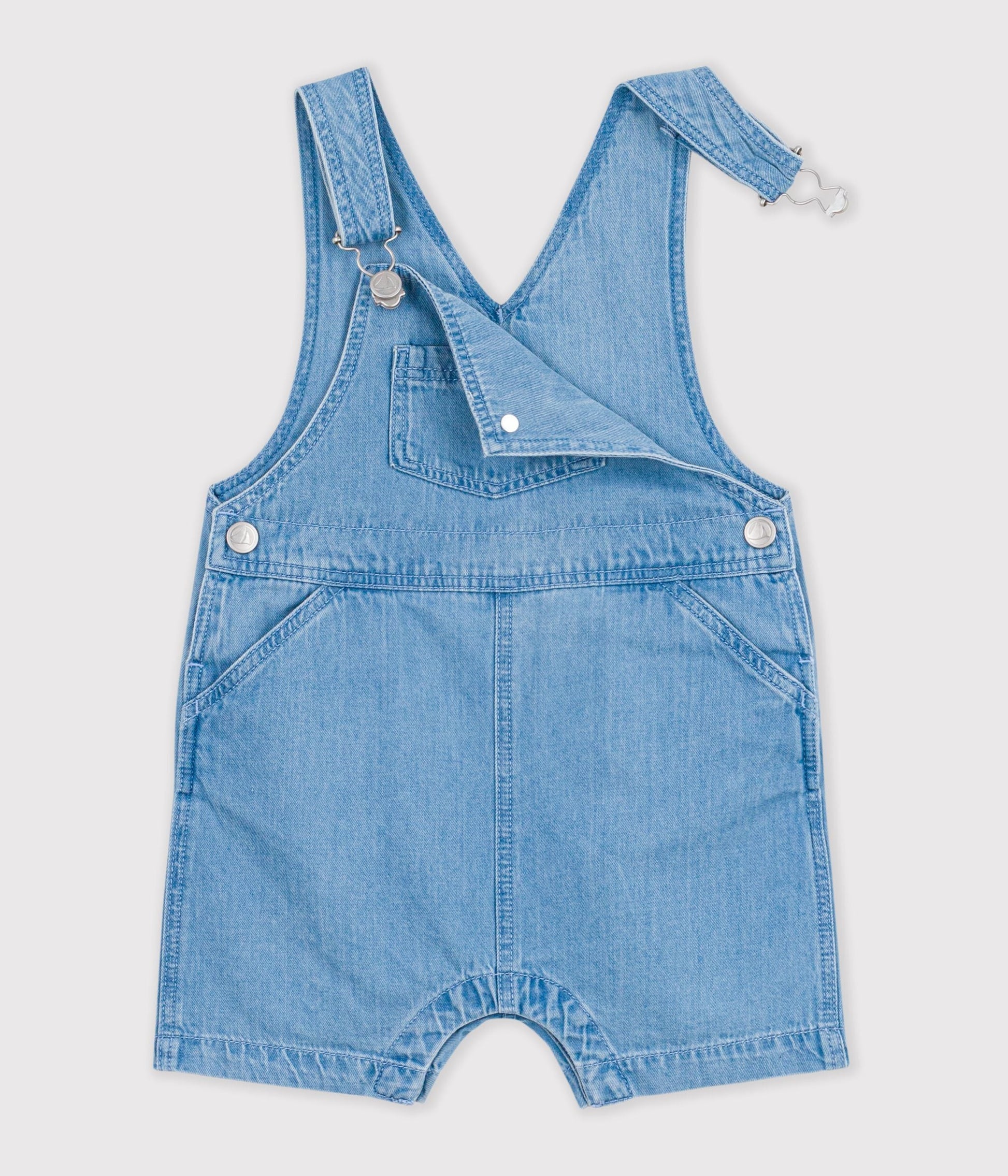 Salopette courte bébé en denim léger – F2