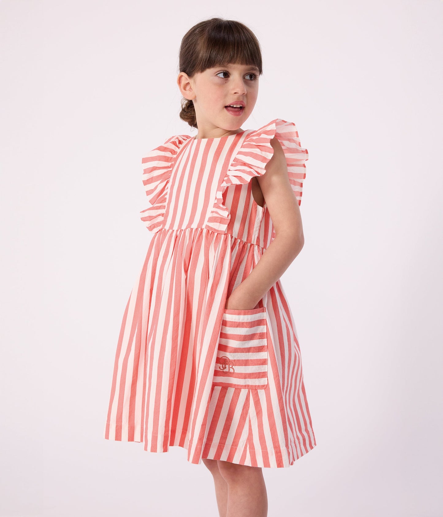 Robe sans manches enfant en coton à rayures – J1