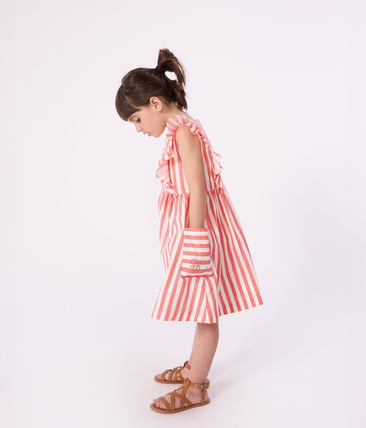 Robe sans manches enfant en coton à rayures – J3