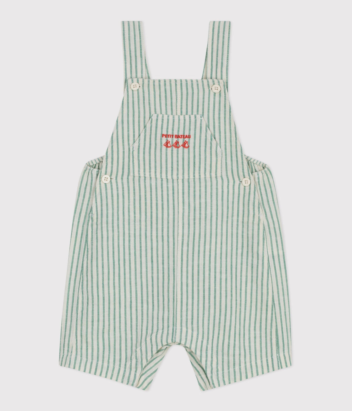 Salopette courte bébé en coton/lin, rayée – F1