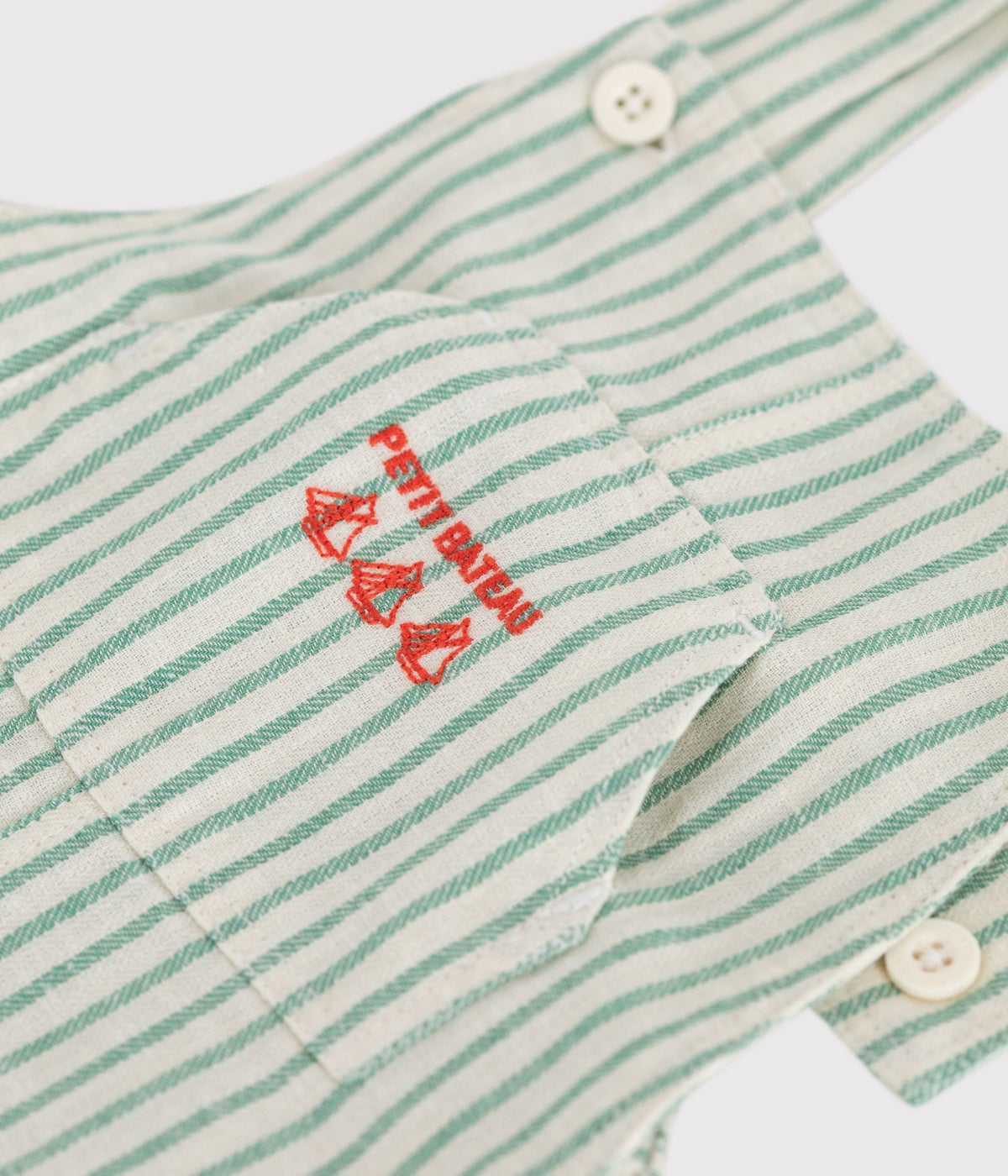 Salopette courte bébé en coton/lin, rayée – Z1