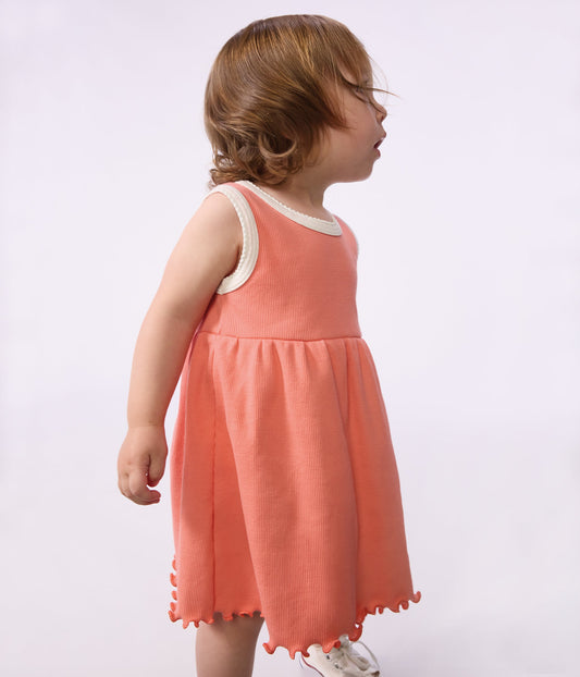 Robe bébé en coton sans manches, unie – J1